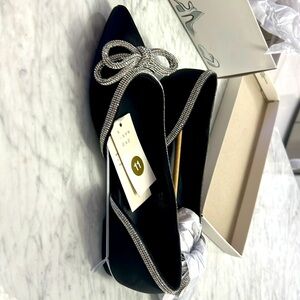 Brand new in box black satin dress up flats